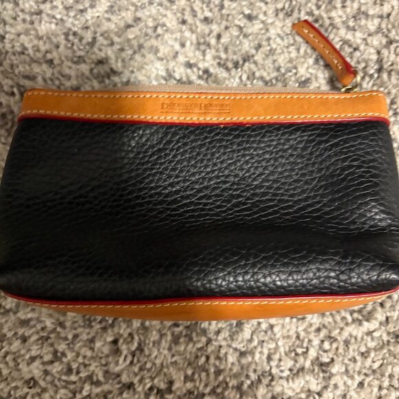 Dooney & Bourke Black Pebbled Leather Pouch with Tan Trim - Picture 1 of 4